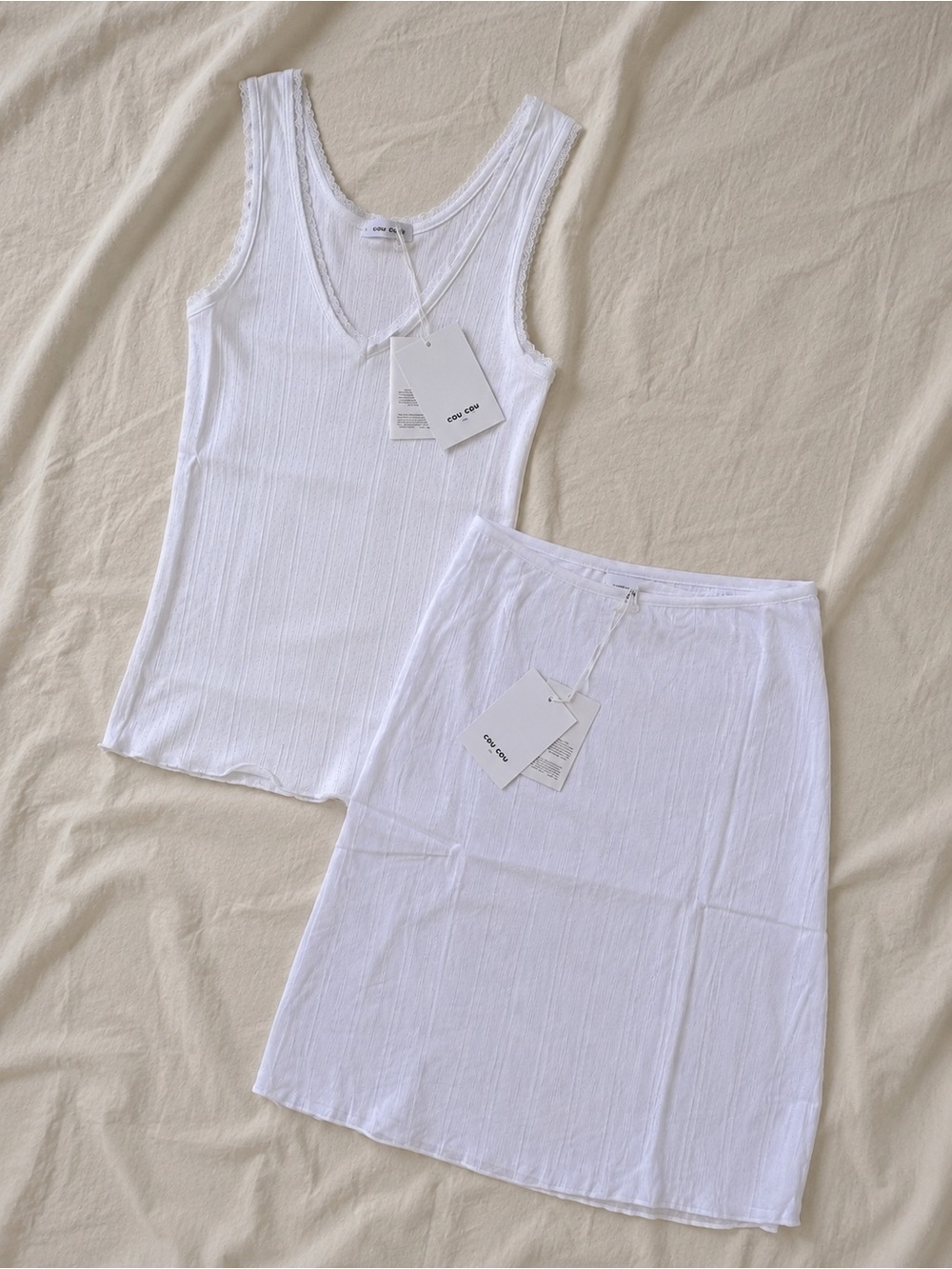 NWTG Cou Cou White Tank & Slip Skirt Set - Picture 2 of 3